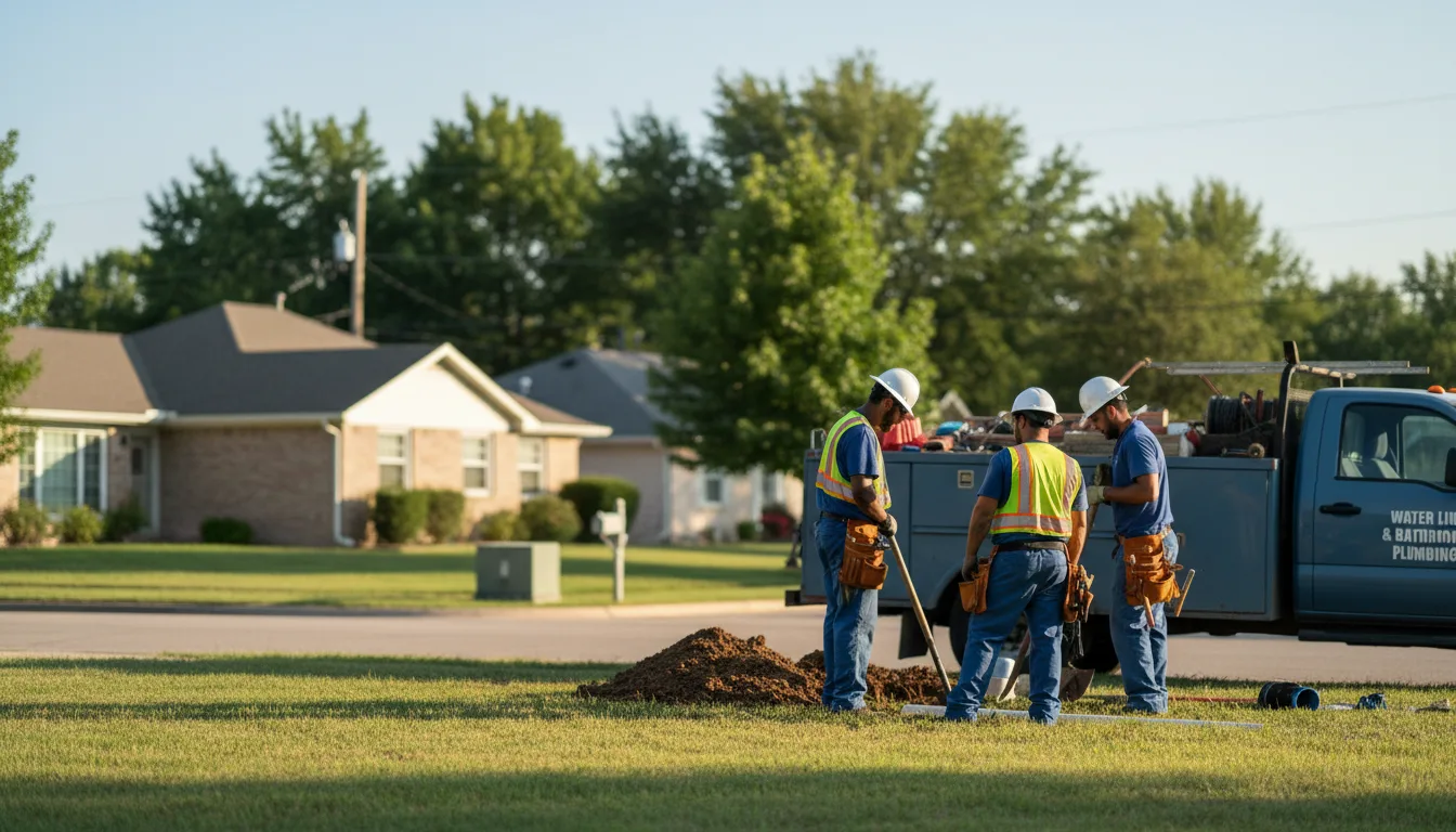 Residential water line and bathroom plumbing service in Hamburg, IA